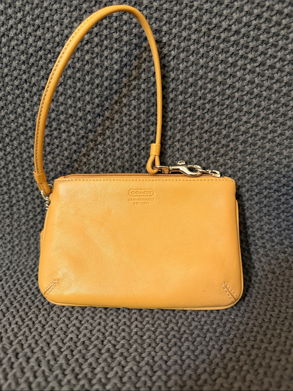 Coach Leather Wristlet in Mustard
